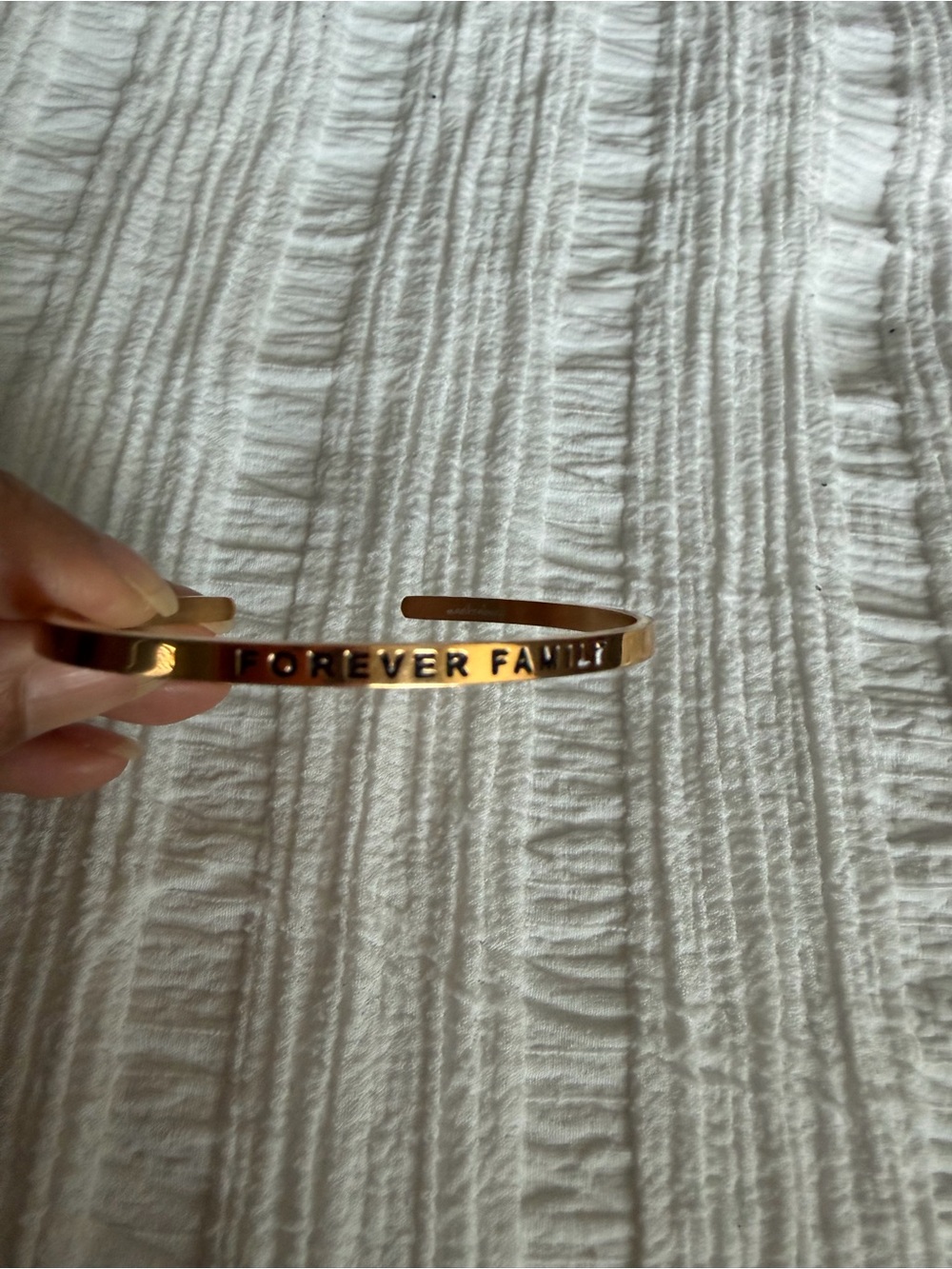 Rose Gold “Forever Family” Inspirational Cuff Bracelet – Adjustable